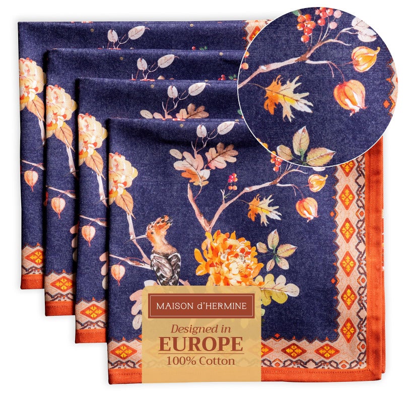 Maison d' Hermine Cloth Napkins Set of 4 100% Cotton for Thanksgiving Christmas Decorations Everyday Reusable Square Fall Napkins Cloth Washable Dinner Party (Kelim - Infinity, 20"x20") - Image 1